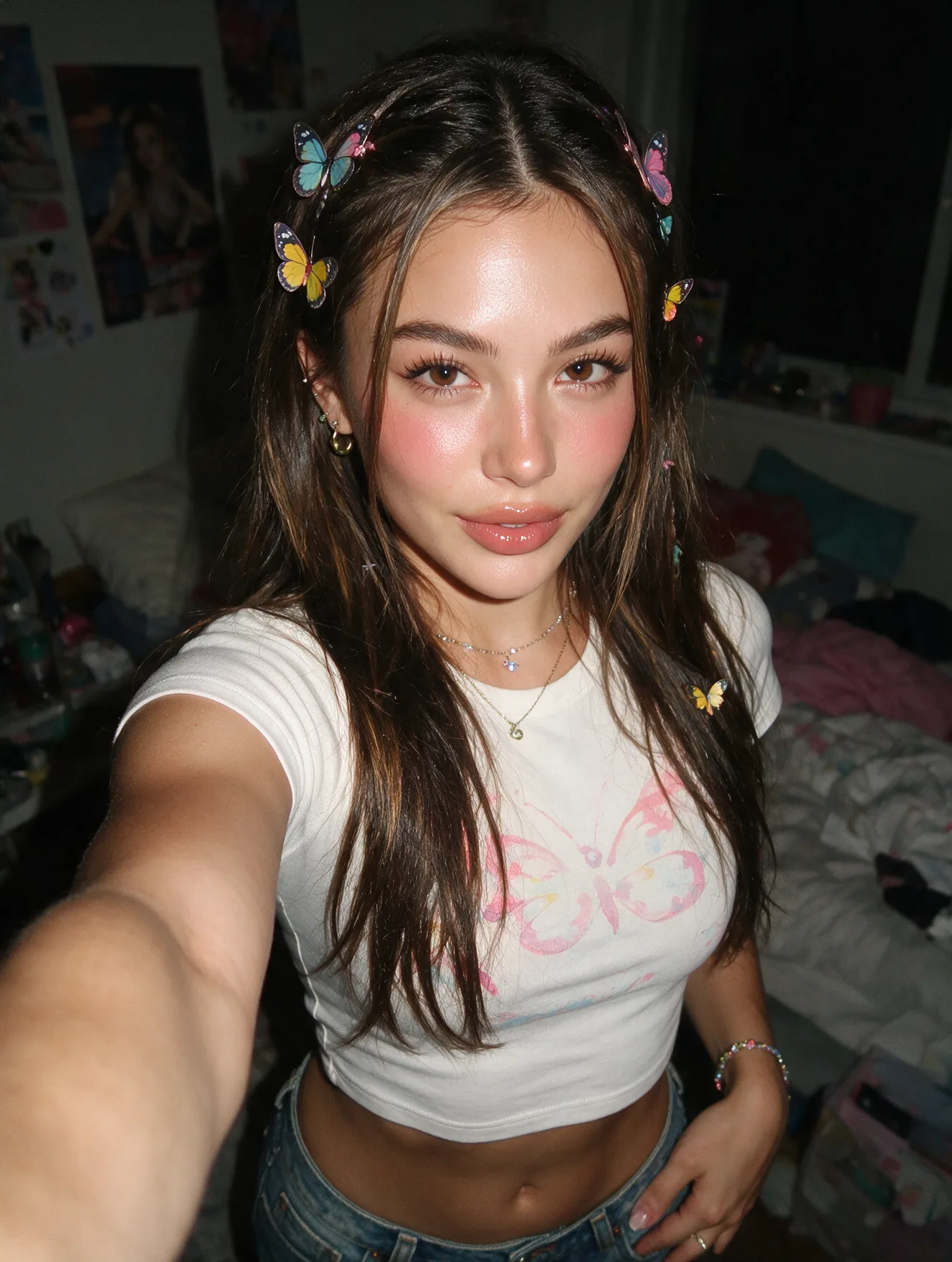 Y2K Flash Bedroom Selfie Portrait