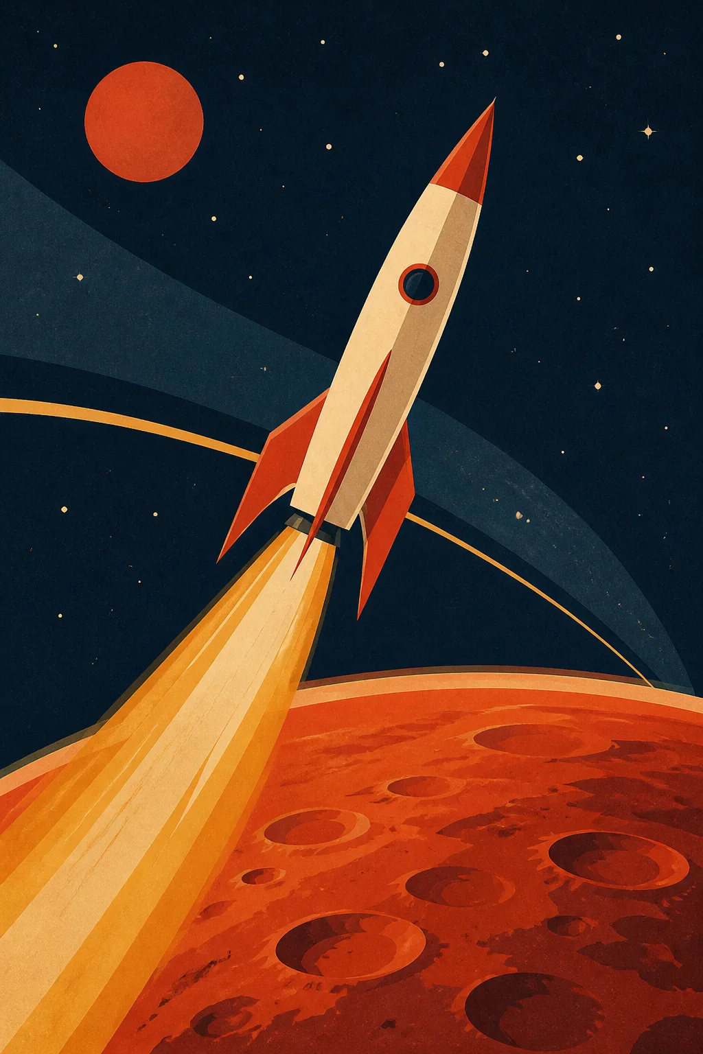 1960s Retro Sci-Fi Mars Travel Poster