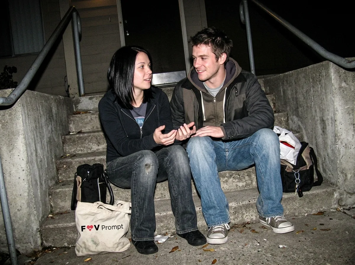 2000s Apartment Stairwell Couple Photo