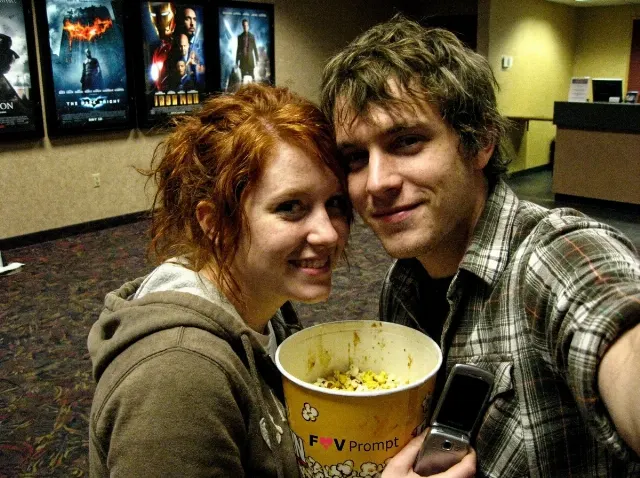 2000s Cinema Lobby Couple Selfie