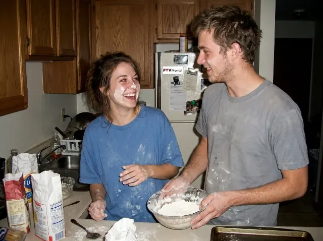 2000s Couple Baking Cookies Photo