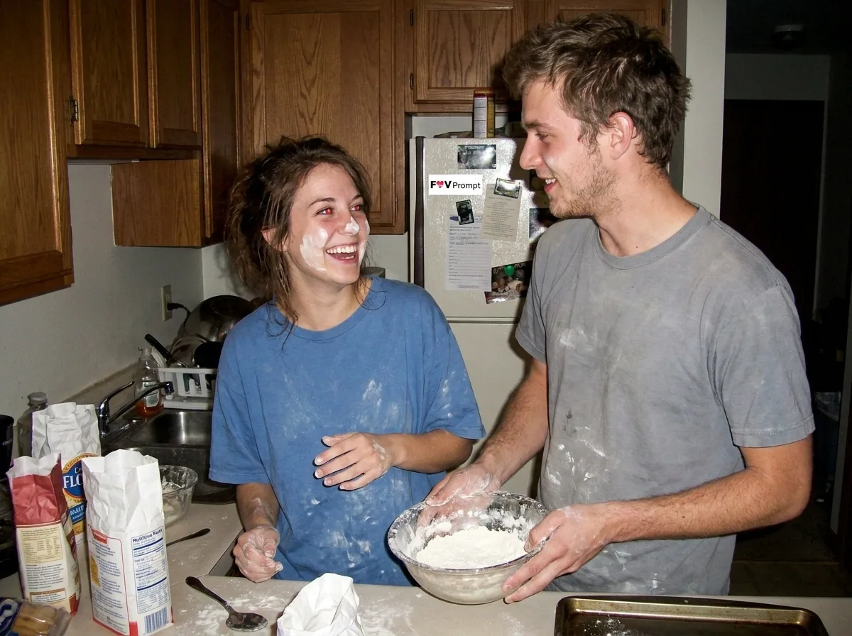 2000s Couple Baking Cookies Photo