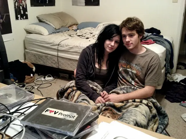 2000s Couple Webcam Bedside Photo