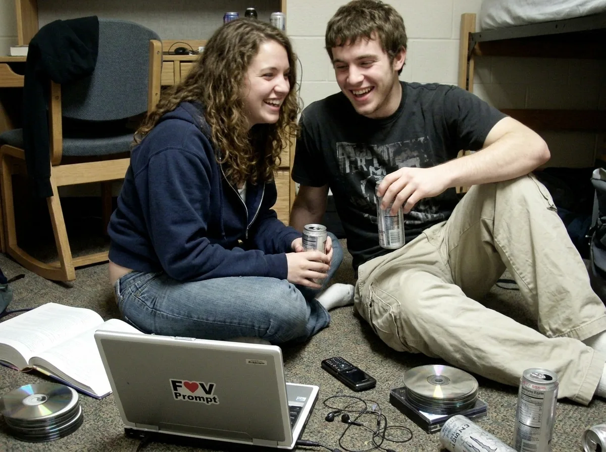 2000s Dorm Room Webcam Couple Photo