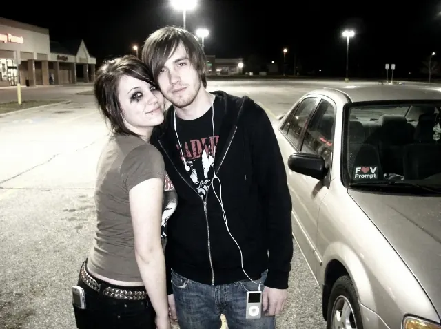 2000s Emo Couple Flash Selfie Photo