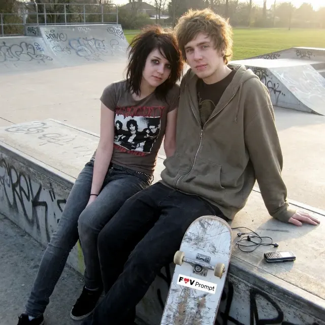 2000s Emo Couple VGA Phone Photo
