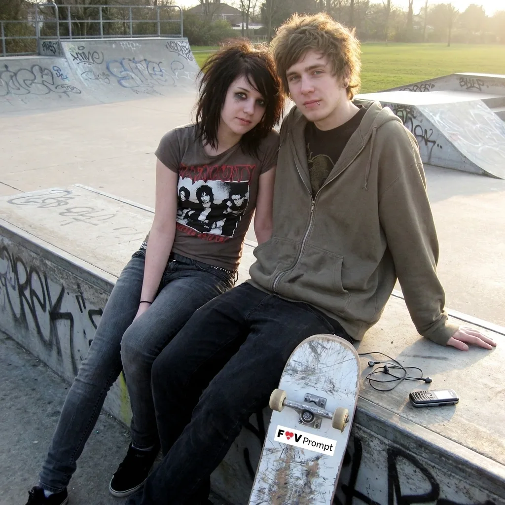 2000s Emo Couple VGA Phone Photo