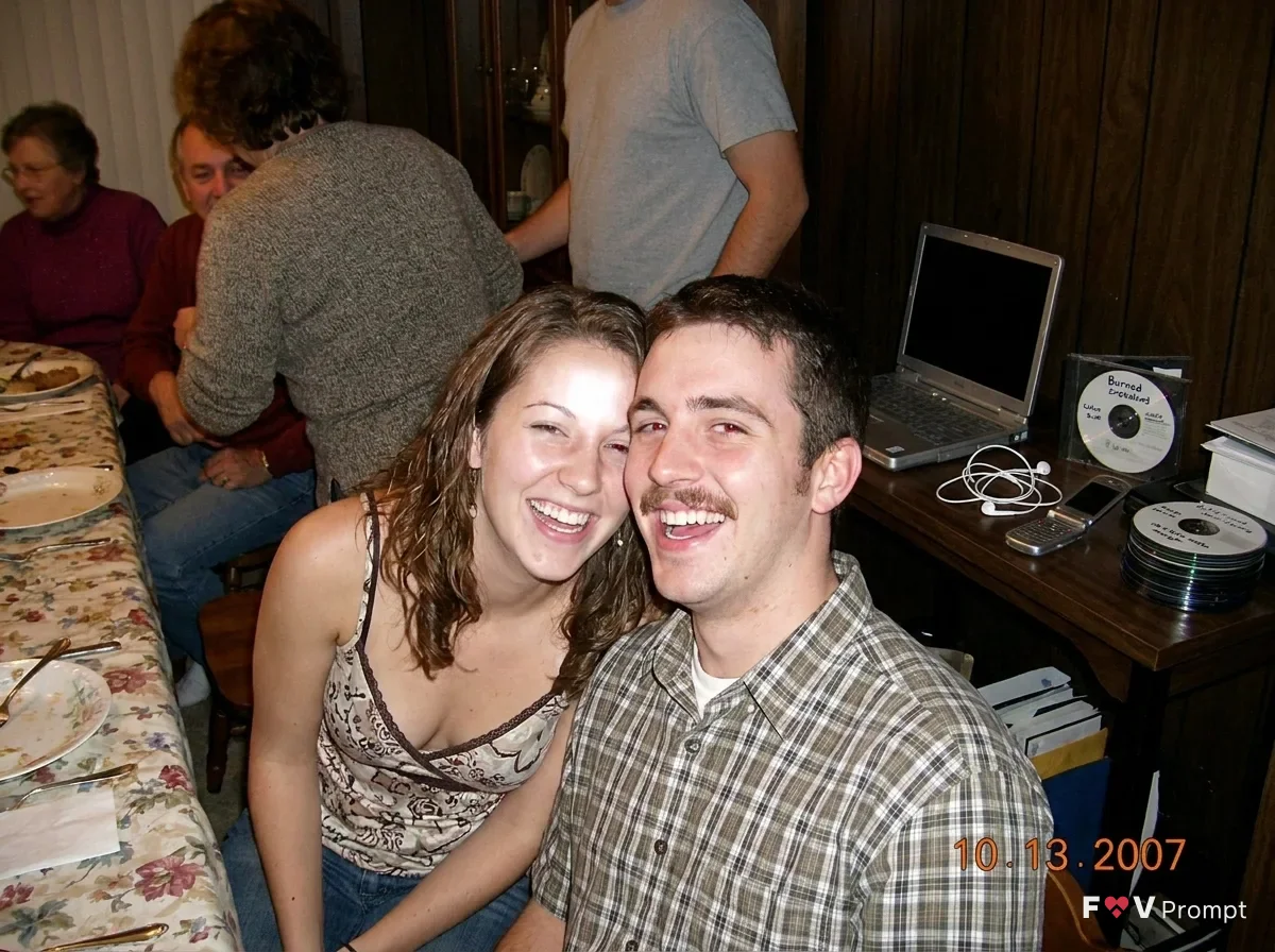 2000s Flash Couple Dinner Photo