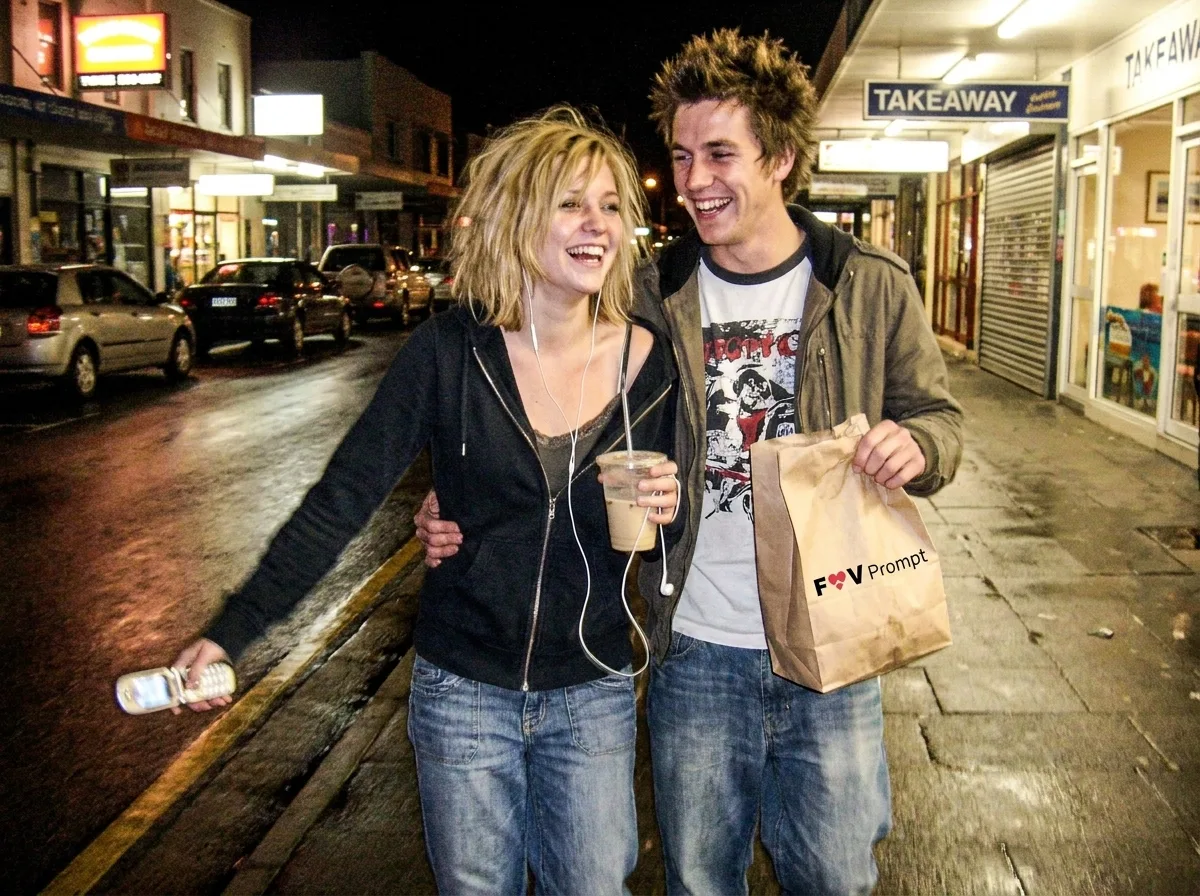 2000s Flip Phone Couple Street Photo