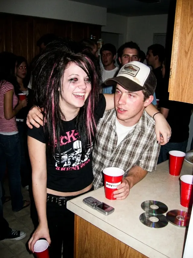 2000s House Party Couple Flash Photo
