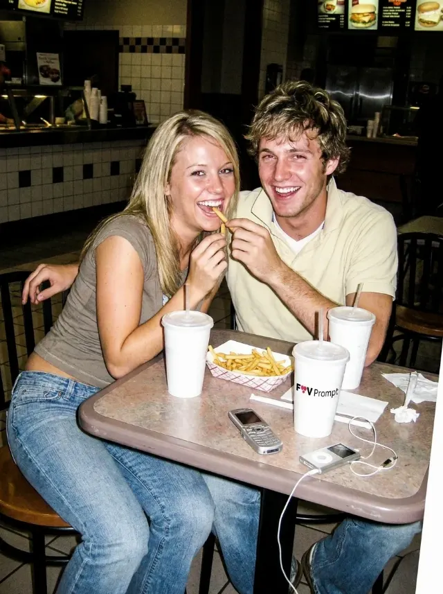 2000s Mall Food Court Couple Photo