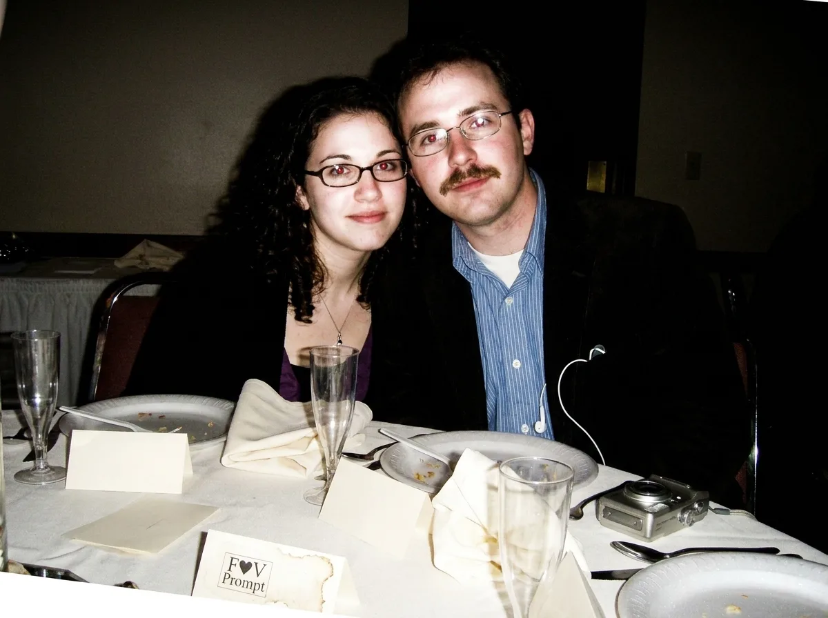 2000s Wedding Reception Couple Photo