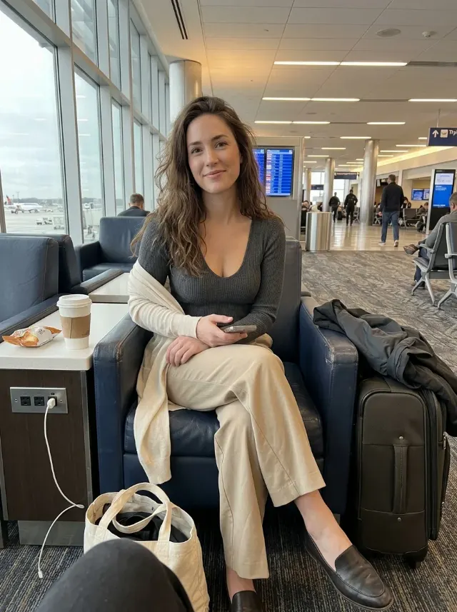 Airport Lounge Travel Day Candid Portrait