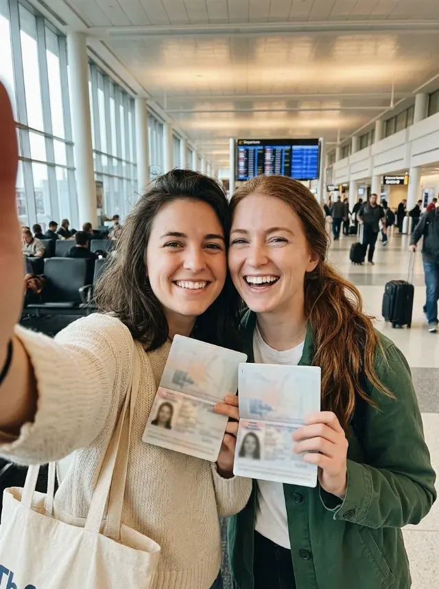 Airport Passport Couple Selfie