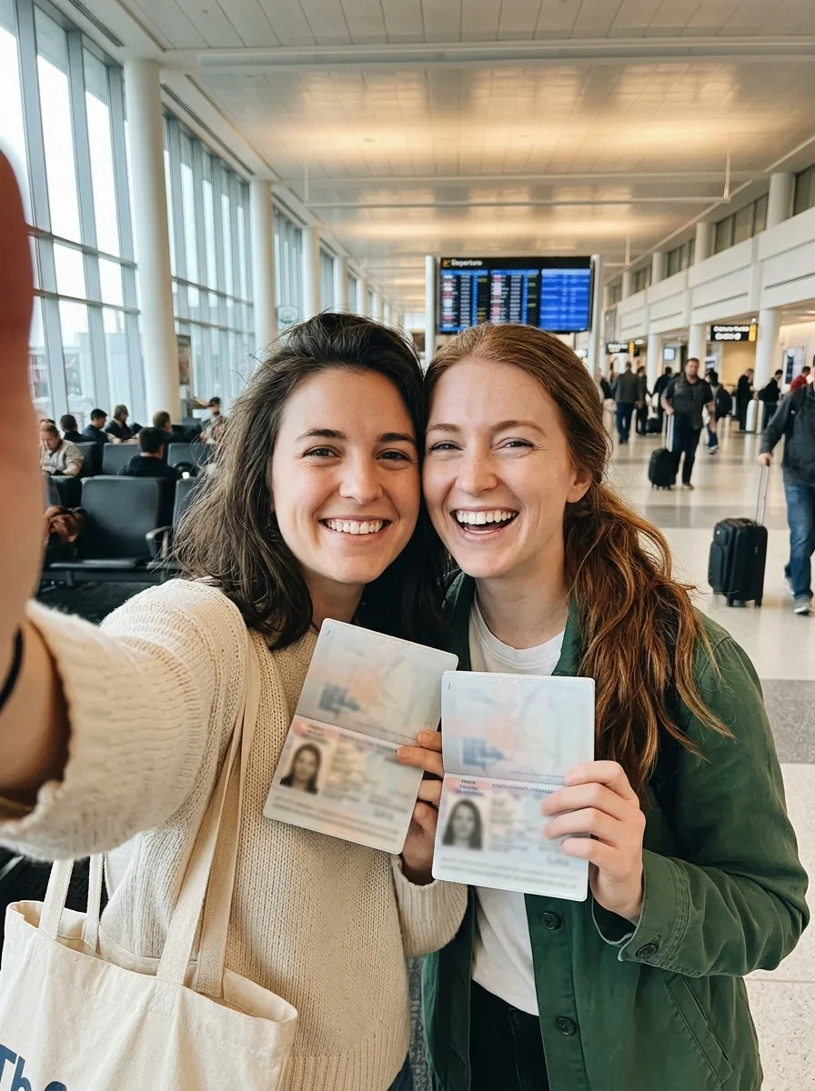Airport Passport Couple Selfie