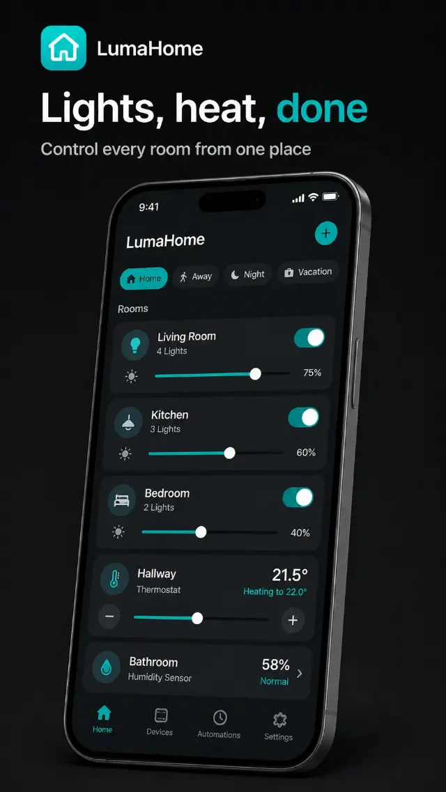 Angled Smart Home App Store Screenshot