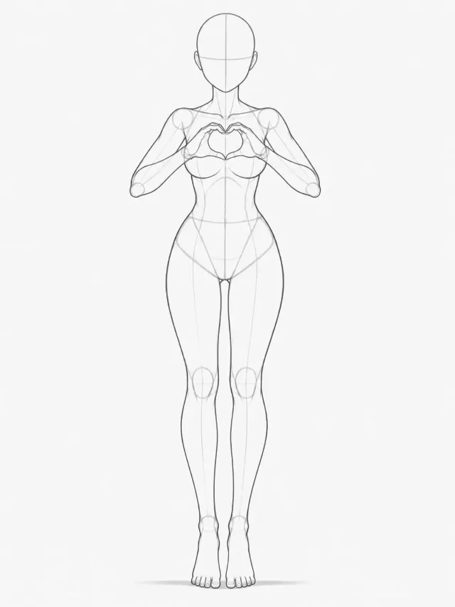 Anime Female Heart Hands Pose Reference