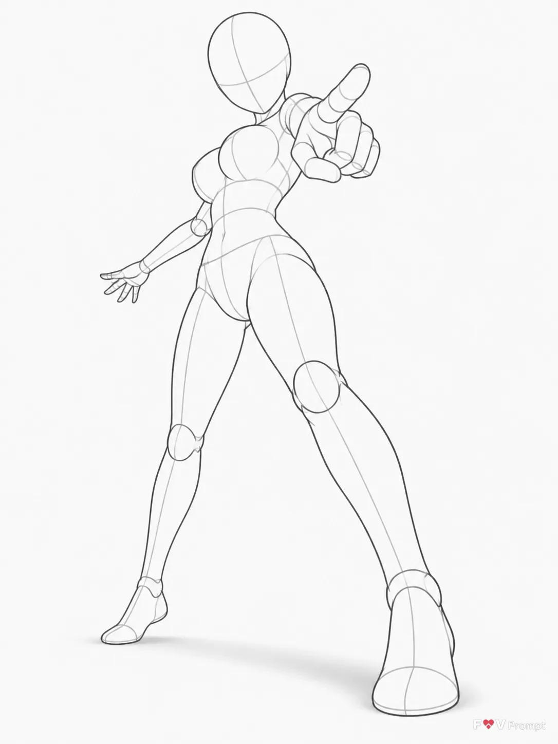 Anime Low Angle Pointing Pose Reference