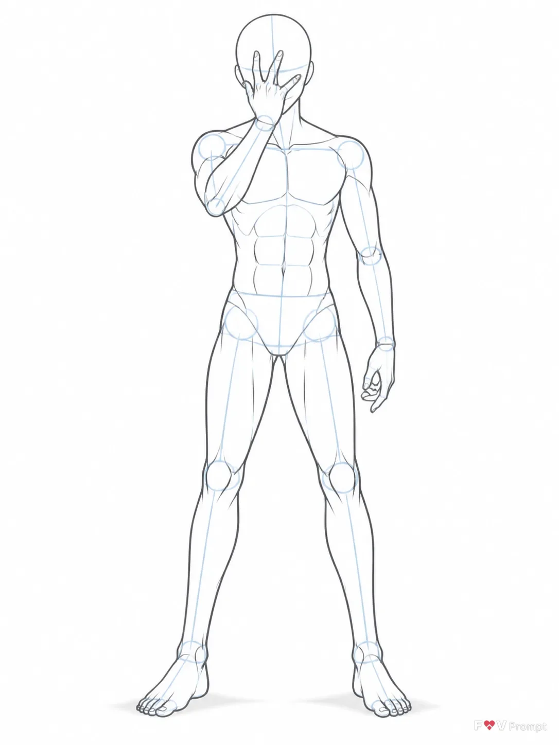 Anime Male Face Covering Pose Sketch