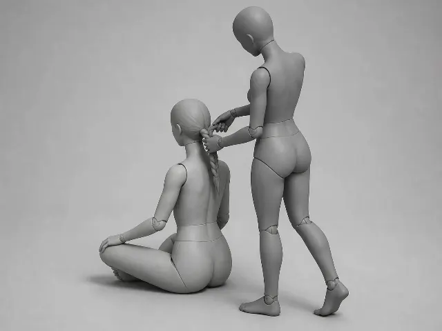 Back Three Quarter Braiding Pose Reference