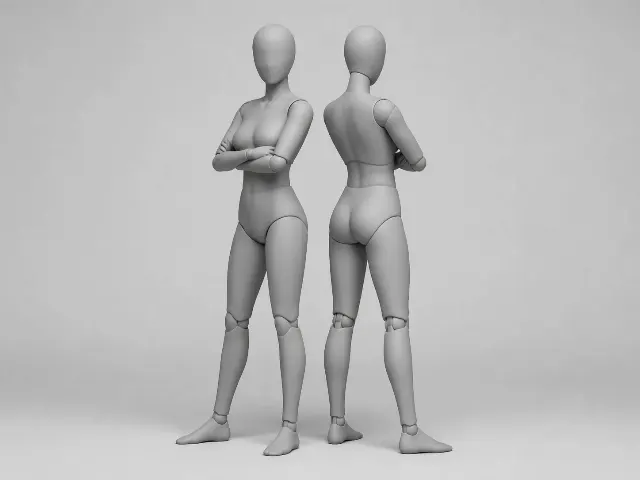 Back To Back Female Mannequin Pose Reference
