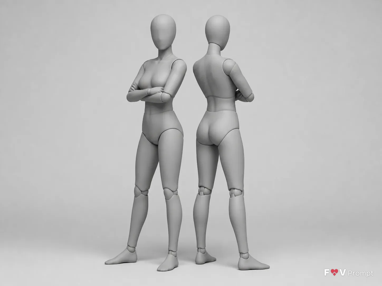 Back To Back Female Mannequin Pose Reference