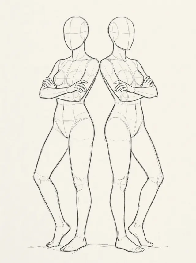 Back To Back Female Pose Reference
