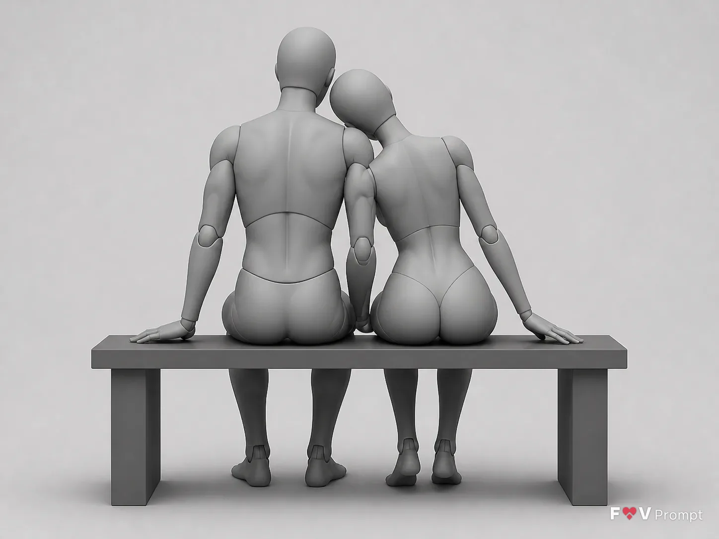 Back View Couple Bench Pose Reference