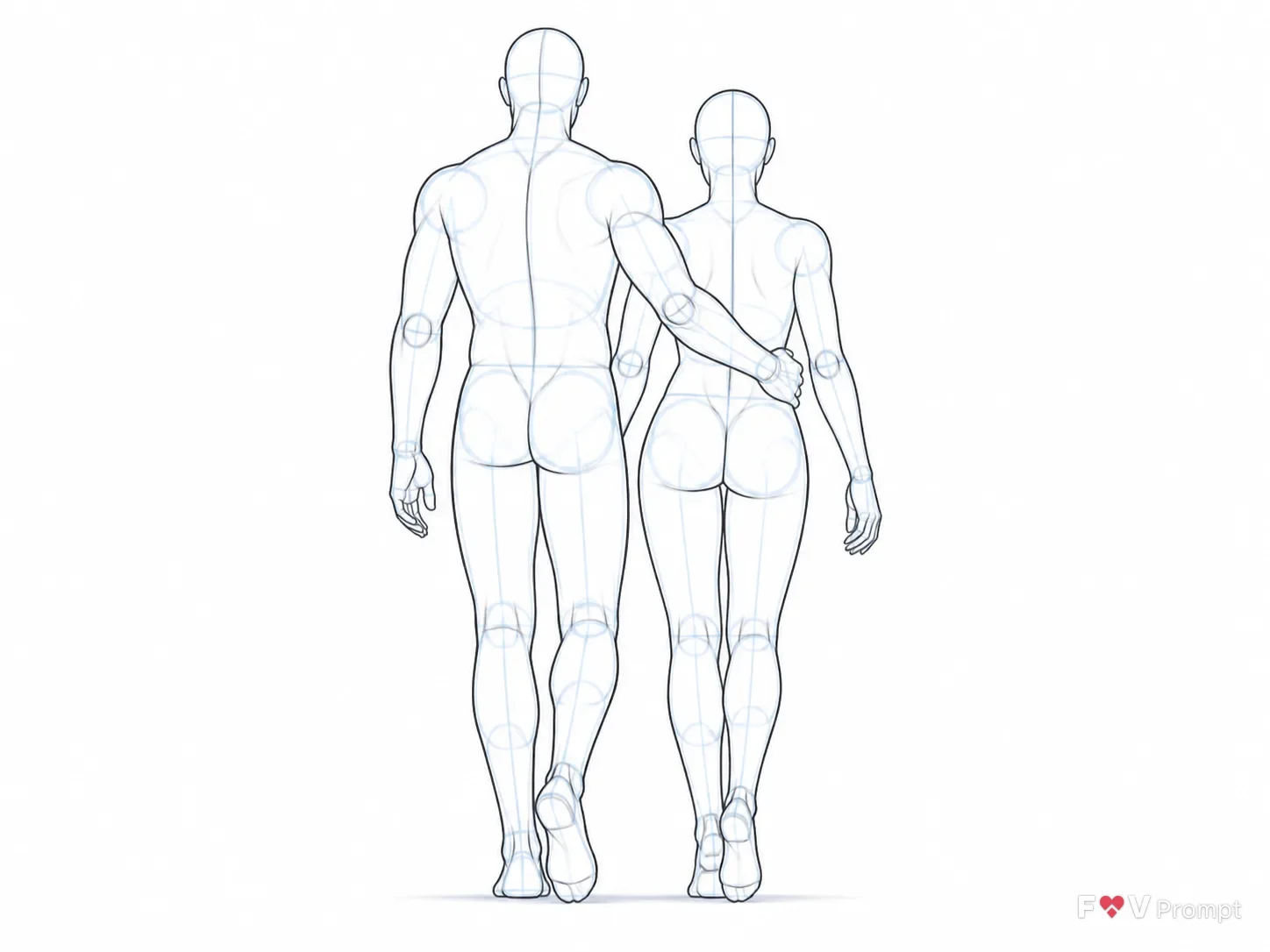 Back View Walking Figure Pose Reference