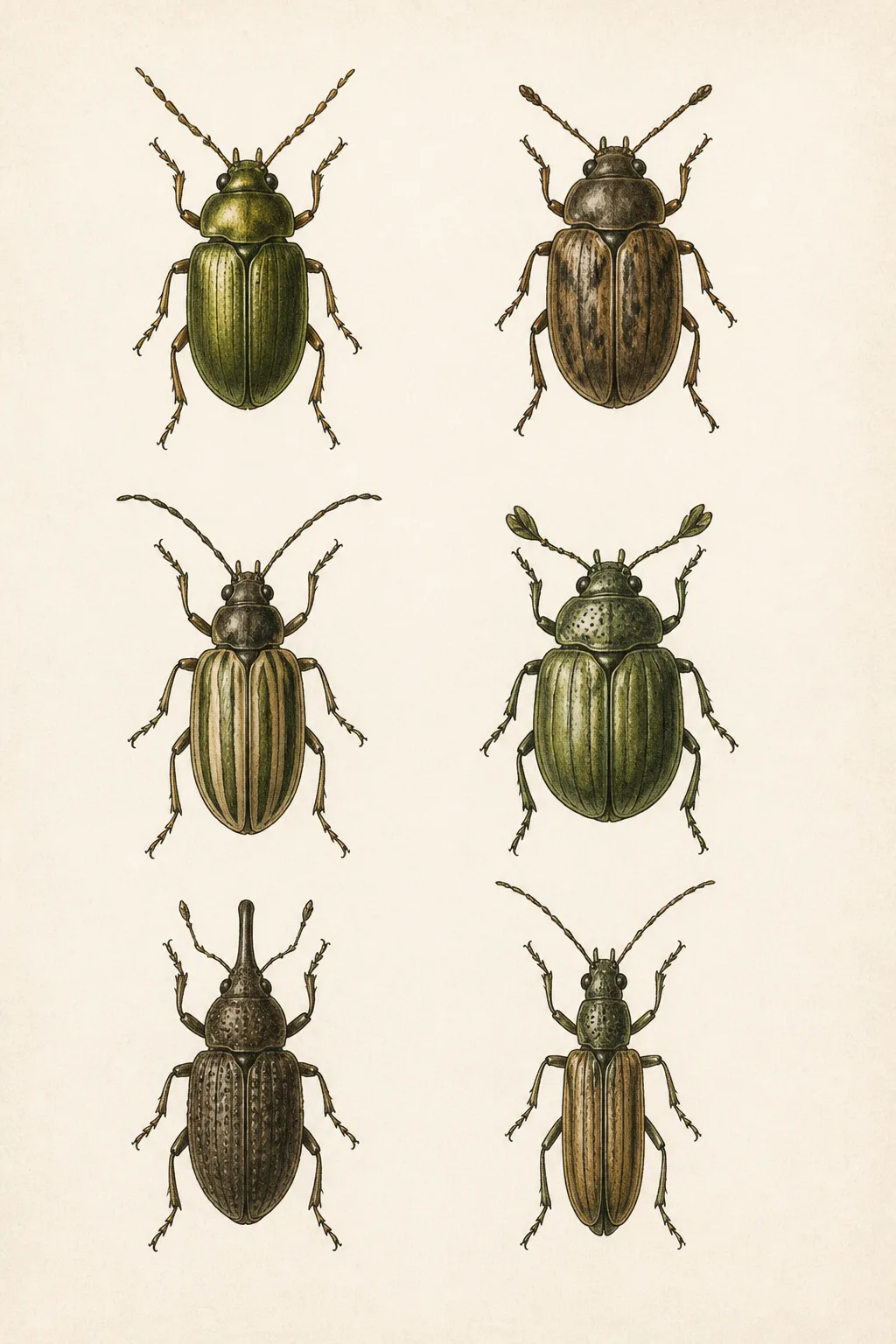 Beetle Specimen Grid Scientific Wall Print