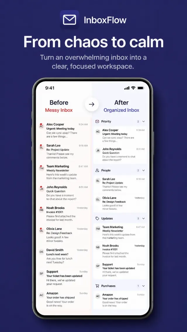 Before And After Email App Store Screenshot