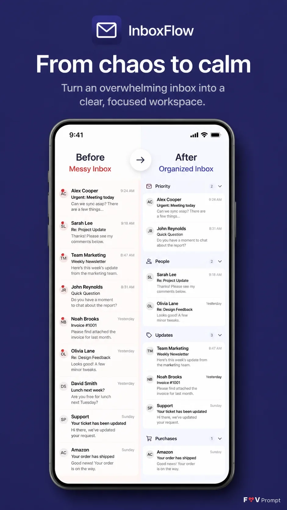 Before And After Email App Store Screenshot
