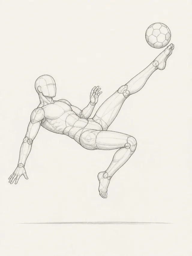 Bicycle Kick Soccer Pose Reference Sketch