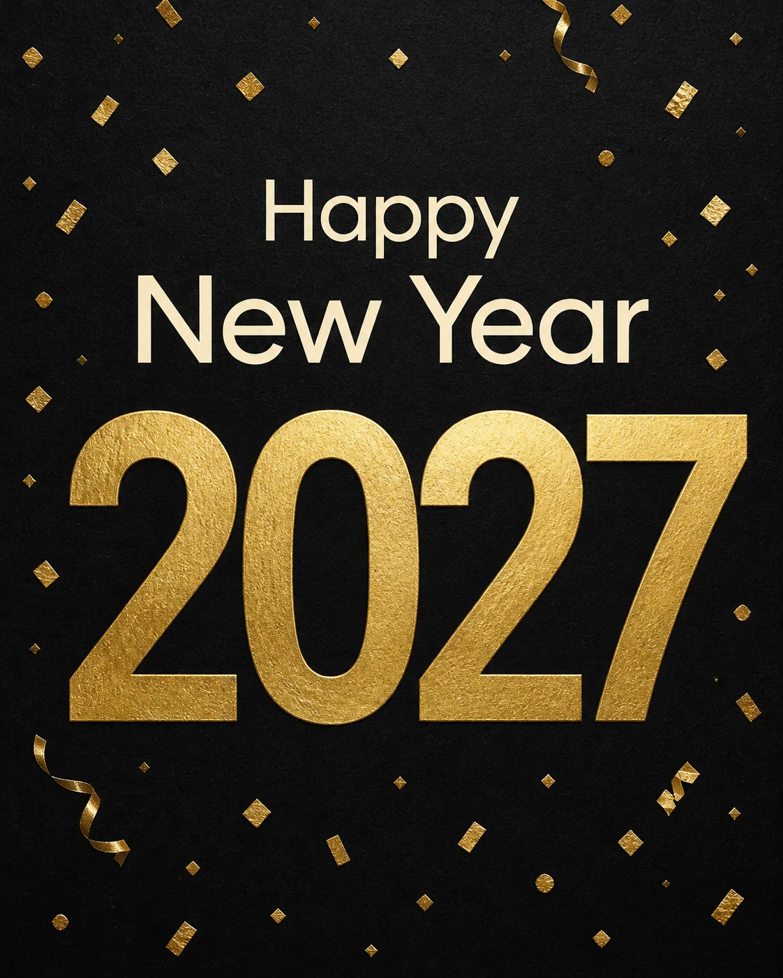 Black And Gold 2027 New Year Card