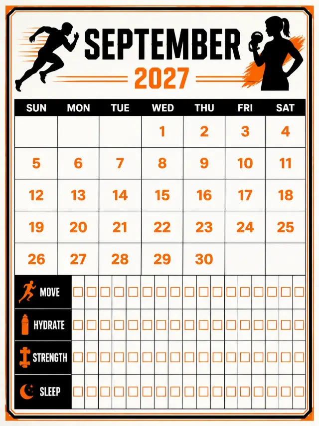 Black And Orange September Habit Calendar