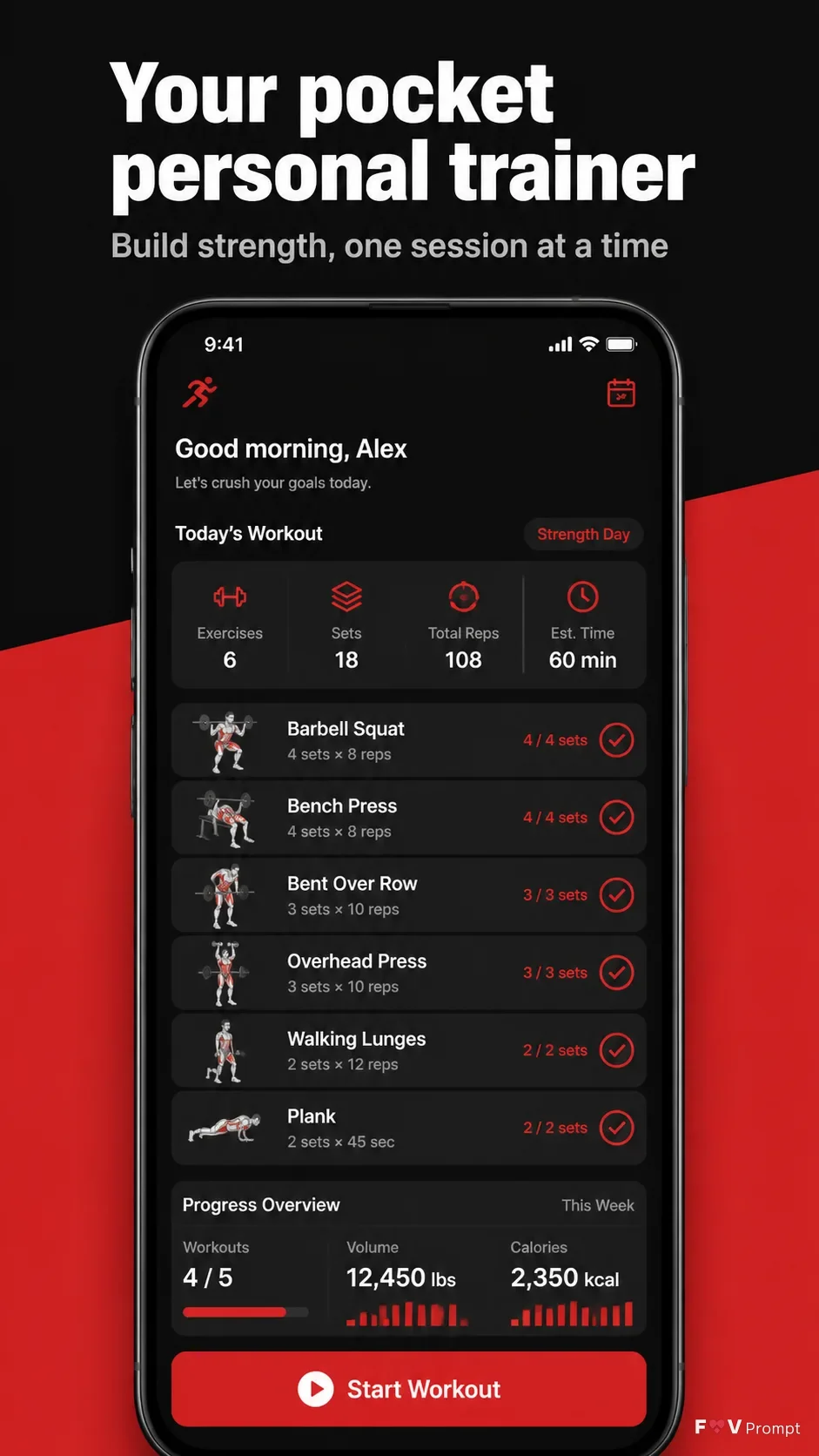 Black And Red Fitness App Store Screenshot