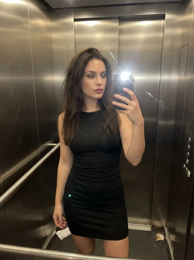 Black Dress Elevator Mirror Selfie