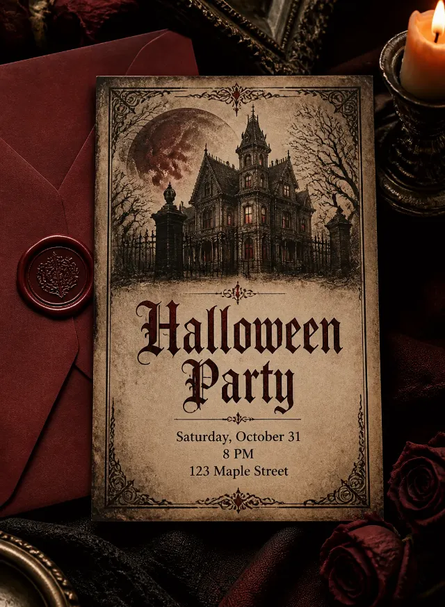 Blood-Red Wax Seal Halloween Invitation