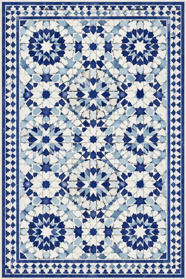 Blue White Moroccan Tile Wall Art
