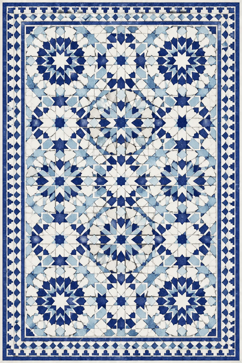 Blue White Moroccan Tile Wall Art