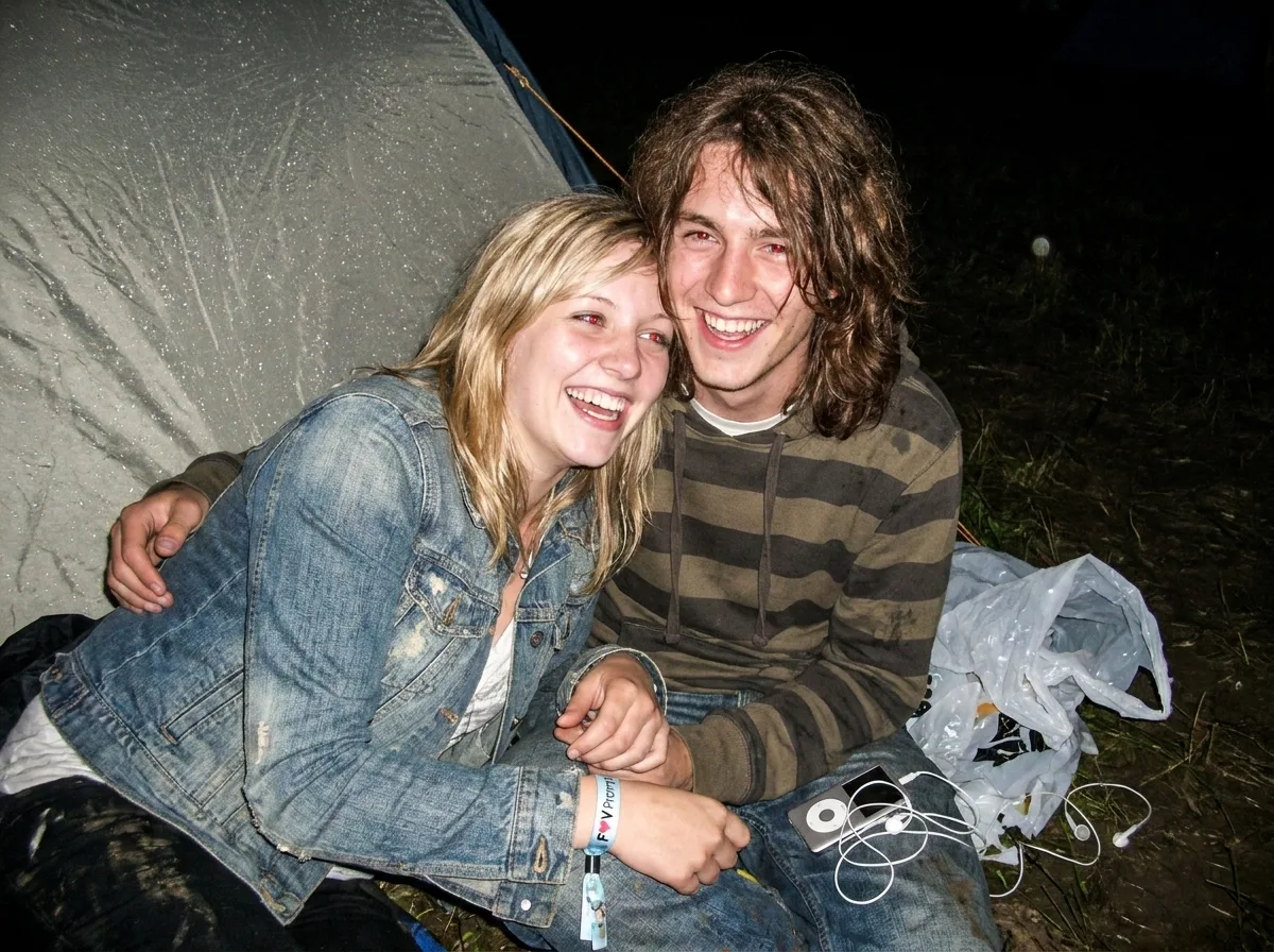 Blurry 2000s Music Festival Couple Photo