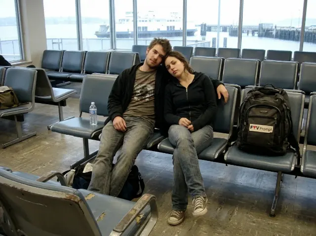 Blurry Ferry Waiting Room Couple Photo