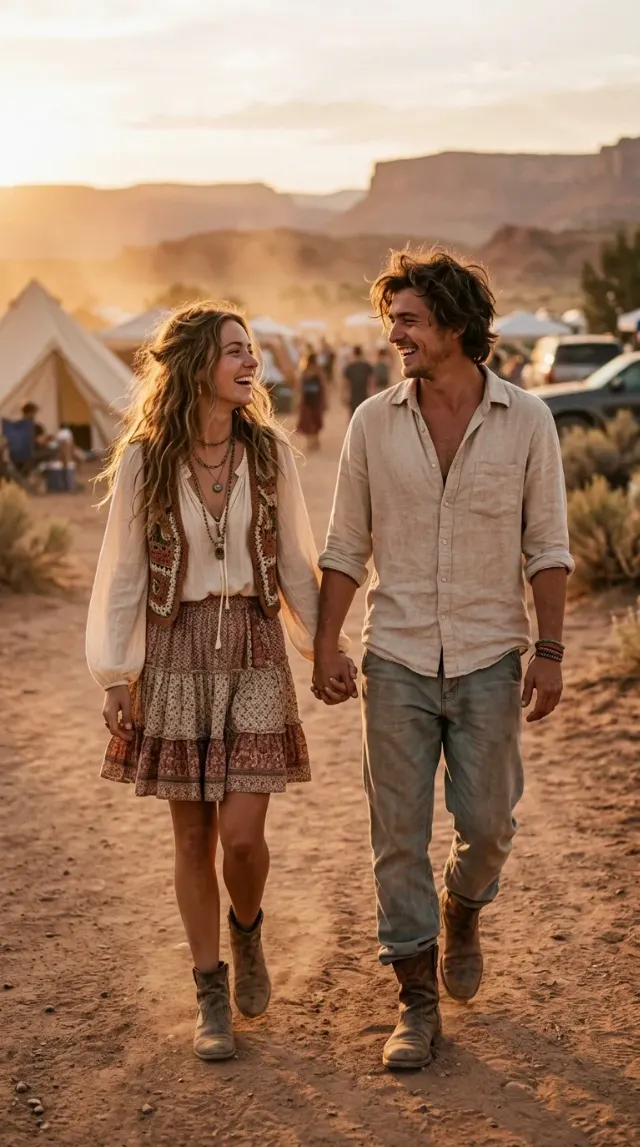 Boho Desert Festival Couple Photo