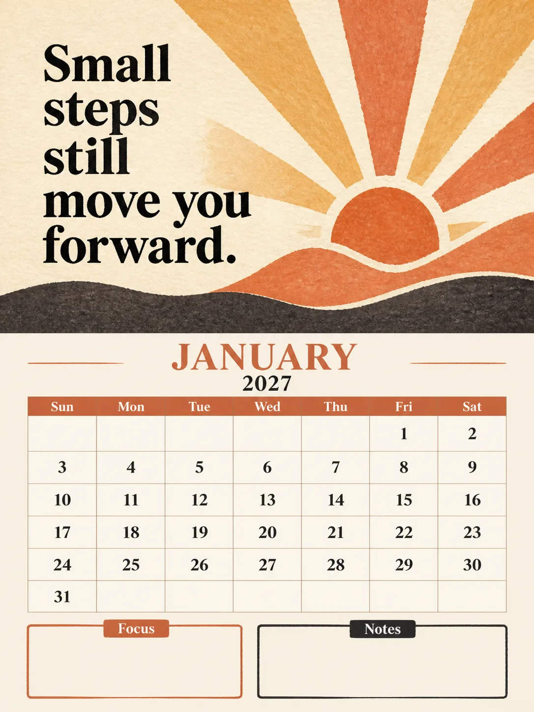 Bold Motivational 2027 Calendar Page