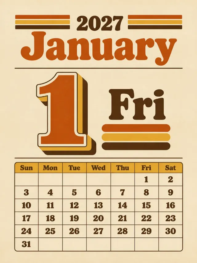 Bold Retro January 2027 Tear-Off Calendar