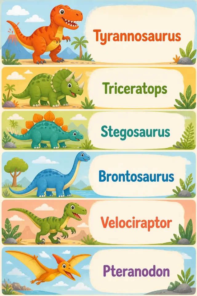 Bright Cartoon Dinosaur Chart Poster