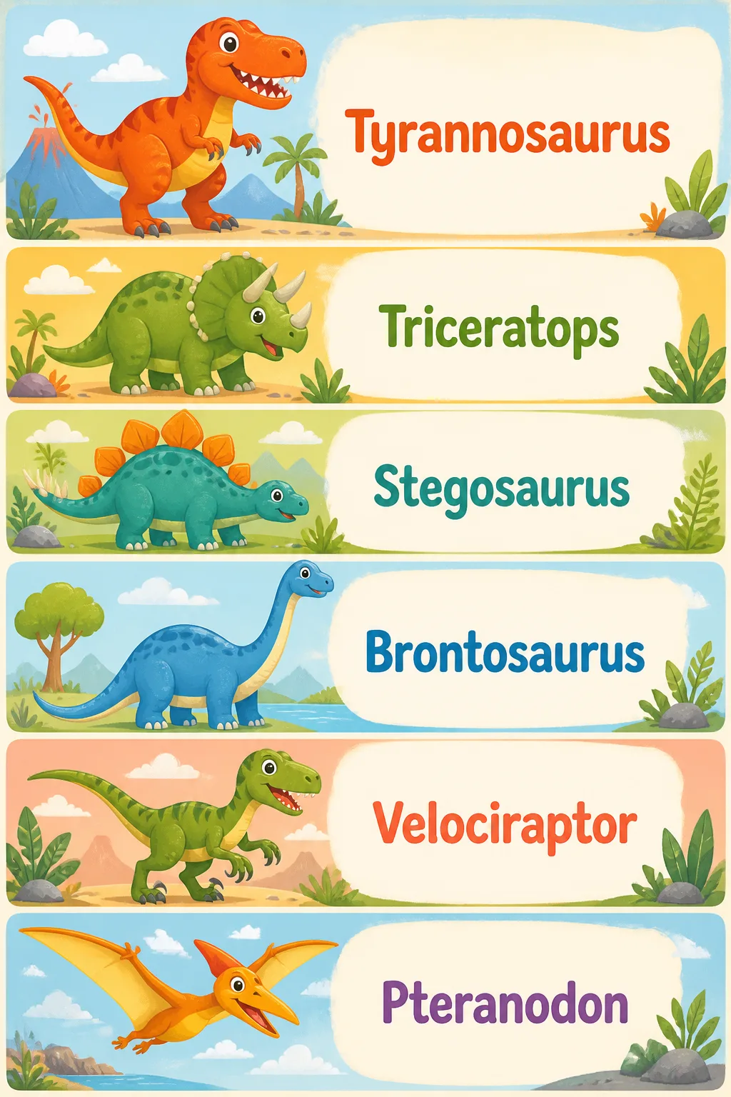 Bright Cartoon Dinosaur Chart Poster