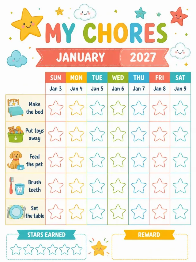 Bright Kids Weekly Chore Chart Printable