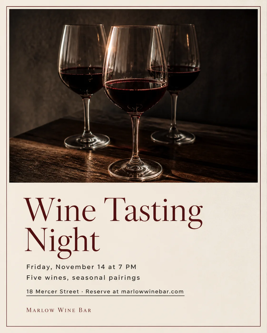 Burgundy Wine Tasting Night Instagram Post