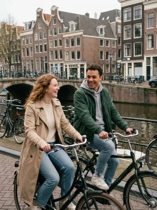 Candid Amsterdam Canal Couple Photo